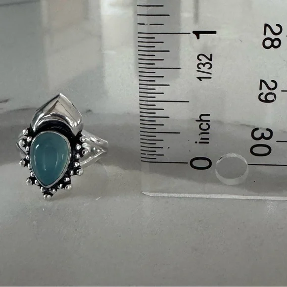 NWOT Sundance Falconer Ring, Blue Chalcedony, Sterling Silver